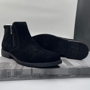 Renato suede double Zip black shoe