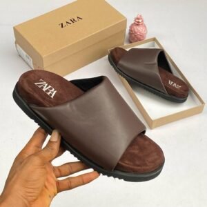 ZARA leather pam slippers