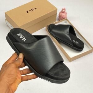 ZARA leather pam slippers