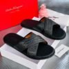 FERRAGAMO leather pam slippers