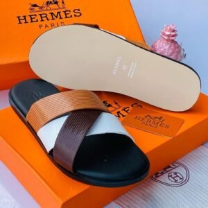 Alternative view of HERMES leather pam slippers