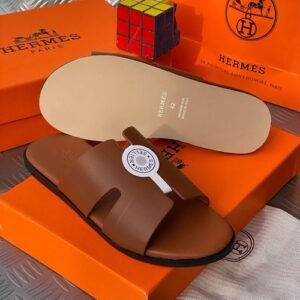 HERMES leather pam slippers