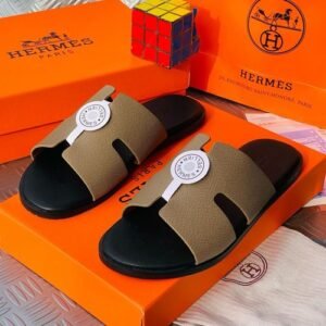 HERMES leather pam slippers