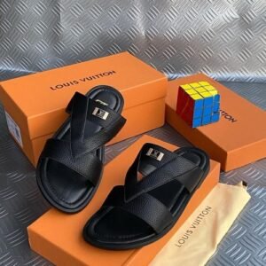 LOUIS VUITTON leather pam slippers