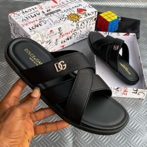 D&G (dolce & gabbana) leather pam slippers