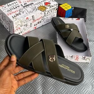 D&G (dolce & gabbana) leather pam slippers