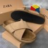ZARA leather pam slippers