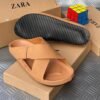 ZARA leather pam slippers