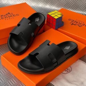 HERMES leather pam slippers