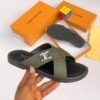 LOUIS VUITTON leather pam slippers