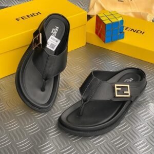 FENDI leather pam slippers