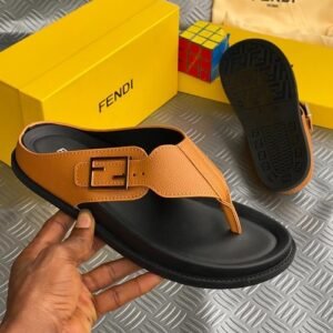 FENDI leather pam slippers