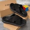 ZARA leather pam slippers