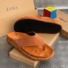 ZARA leather pam slippers