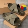 ZARA leather pam slippers