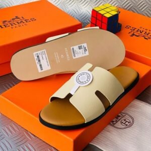 HERMES leather pam slippers