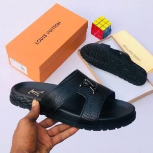 LOUIS VUITTON leather pam slippers