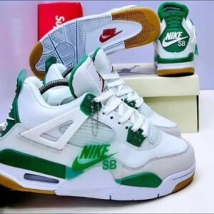 AIR JORDAN 4 RETRO GREEN AND WHITE SNEAKERS