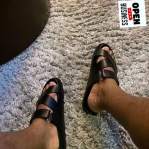 HERMES PARIS LEATHER PAM SLIPPERS