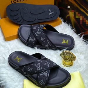 LOUIS VUITTON leather pam slippers