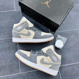 NIKE AIR JORDAN 1 MID SE COCONUT MILK PARTICLE GREY SNEAKERS