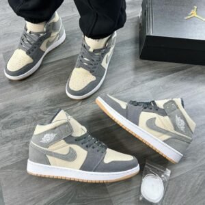NIKE AIR JORDAN 1 MID SE COCONUT MILK PARTICLE GREY SNEAKERS