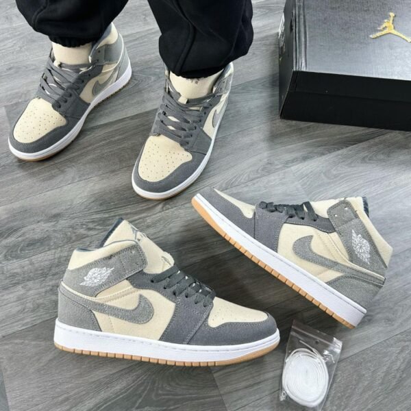 NIKE AIR JORDAN 1 MID SE COCONUT MILK PARTICLE GREY SNEAKERS