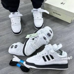 ADIDAS BAD BUNNY WHITE AND BLACK SNEAKERS