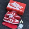 NIKE SB DUNK LOW RED AND WHITE SNEAKERS
