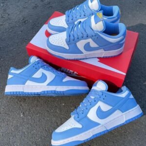 NIKE SB DUNK LOW BLUE AND WHITE SNEAKERS