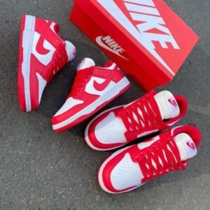 NIKE SB DUNK LOW RED AND WHITE SNEAKERS