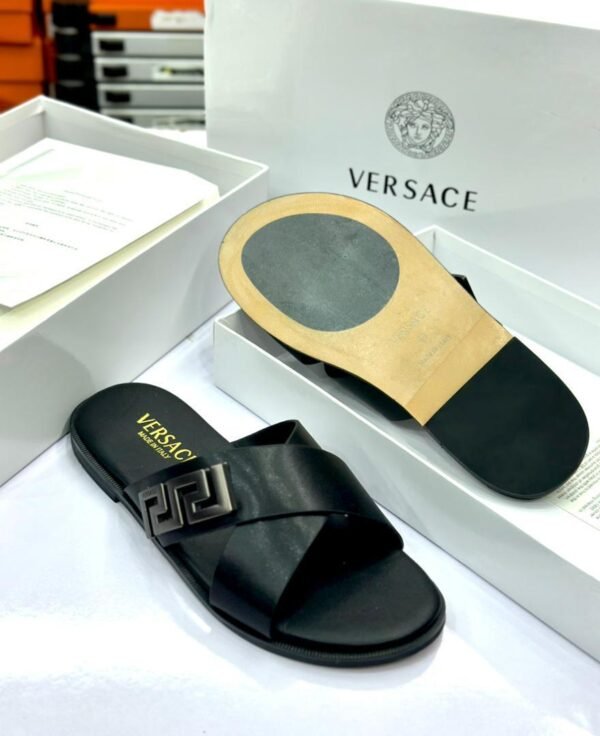 ORIGINAL VERSACE LEATHER PAM SLIPPERS