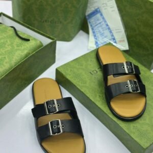 GUCCI LEATHER PAM SLIPPERS